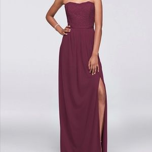 David's Bridal Strapless Dress- Wine/ Maroon